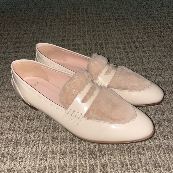 J. Crew Shoes - J Crew Academy Cream Almond Tan Leather Faux Fur Loafer K2691 Womens 9 1/2 228